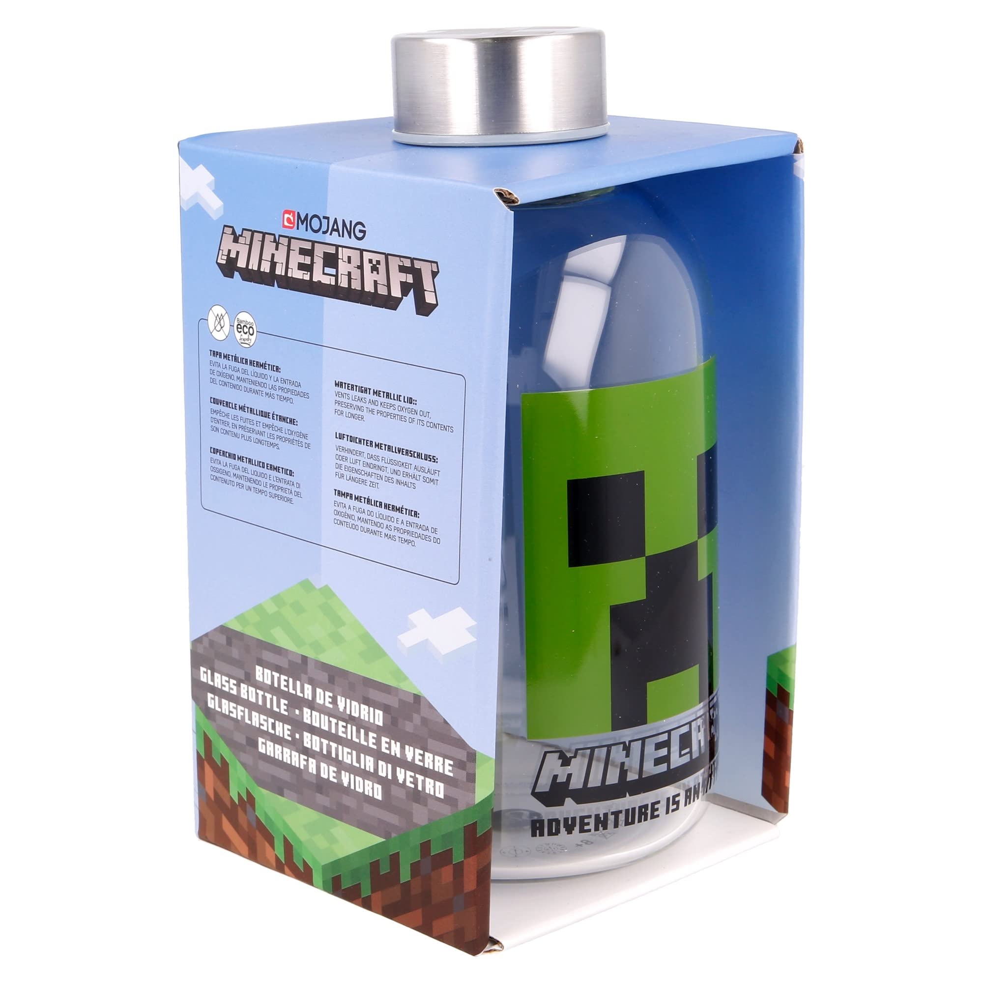 Stor8412497004447vidrio Botella, 620 Ml Capacidad, Minecraft Stor8412497004447vidrio Botella, 620 Ml Capacidad, Minecraft